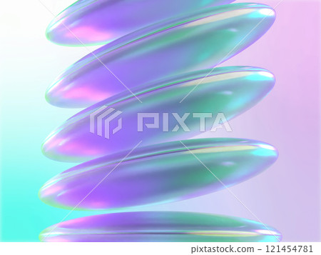 3D illustration of a group of crystal lenses surrounded by fantastic light 3D illustration of a group of crystal lenses surrounded by fantastic light 121454781