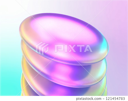 一組包裹在夢幻光線中的水晶鏡片的 3D 插圖 一組包裹在夢幻光線中的水晶鏡片的 3D 插圖 121454783