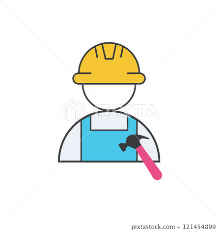 Construction worker wearing a hardhat 121454899