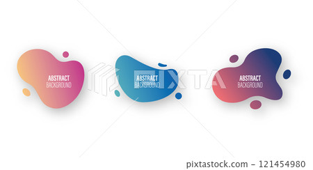 Set of color abstract liquid shape modern graphic elements. Fluid gradient elements. Color splash shapes design. Vector Set of color abstract liquid shape modern graphic elements. Fluid gradient elements. Color splash shapes design. Vector 121454980