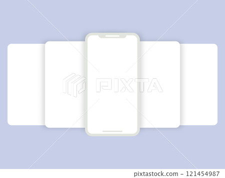 Carousel style phone screen. Blank, empty white display on mockup smartphone. Clean page for showcase. Vector Carousel style phone screen. Blank, empty white display on mockup smartphone. Clean page for showcase. Vector 121454987