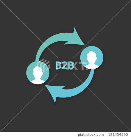 B2B icon on grey background. Business to business concept. Marketing strategy. Vector B2B icon on grey background. Business to business concept. Marketing strategy. Vector 121454990