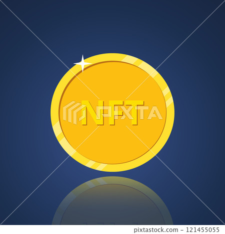 NFT non fungible token. Non-renewable token. Crypto art. Nft golden coin icon. Vector illustration 121455055