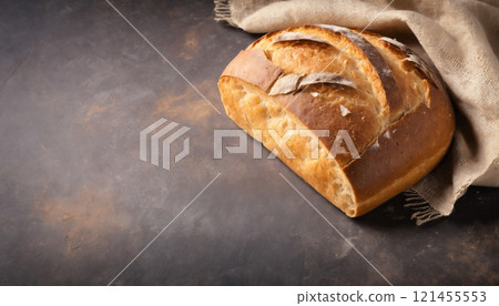 sliced bread on wooden board 121455553