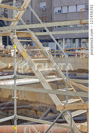 Stairs Scaffolding Construction Site Stairs Scaffolding Construction Site 121456391