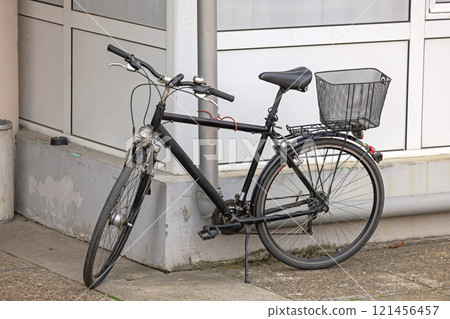 Black Bicycle With Basket 121456457