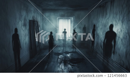 Room Filled With Shadowy Figures Representing Fears 121456663