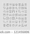 Vector Icons Representing Household and Cleaning Items Including Washer, Fridge, Bathroom, and More 121456806