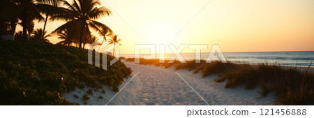 beautiful tropical beach sea and sand with coconut palm tree on the beach and sea beautiful tropical beach sea and sand with coconut palm tree on the beach and sea 121456888