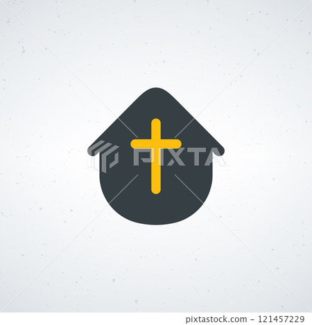 Simple christian Church icon with cross. Stock vector illustration isolated on white background. Simple christian Church icon with cross. Stock vector illustration isolated on white background. 121457229