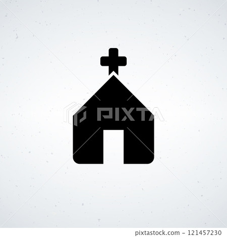 Simple christian Church icon with cross. Stock vector illustration isolated on white background. Simple christian Church icon with cross. Stock vector illustration isolated on white background. 121457230