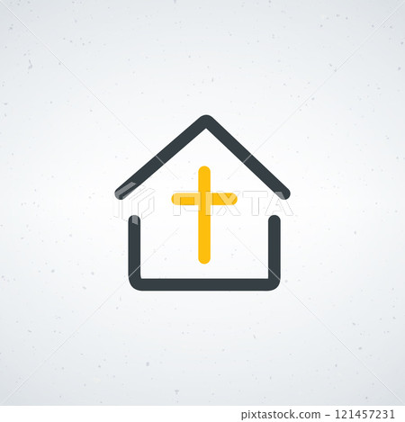 Simple christian Church icon with cross. Stock vector illustration isolated on white background. Simple christian Church icon with cross. Stock vector illustration isolated on white background. 121457231