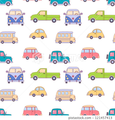 Cute cars cartoon pattern design, Childish background 121457413