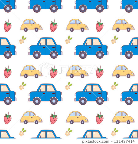 Cute Cars Seamless Pattern, Childish background 121457414