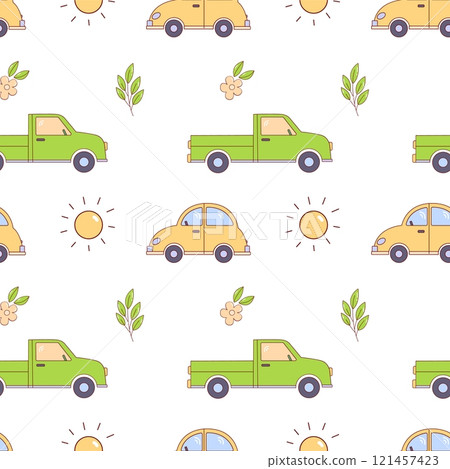 Cute Cars Seamless Pattern, Childish background 121457423