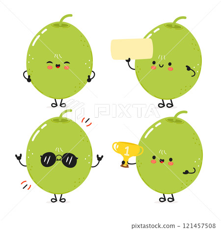 Funny Green olive characters bundle set. Vector hand drawn doodle style cartoon character illustration icon design. Cute Green olive mascot character collection Funny Green olive characters bundle set. Vector hand drawn doodle style cartoon character illustration icon design. Cute Green olive mascot character collection 121457508