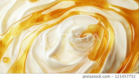 Yogurt swirl with honey close up, whipped cream texture, top view background, hight detailed upscaled image Yogurt swirl with honey close up, whipped cream texture, top view background, hight detailed upscaled image 121457752