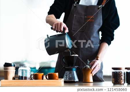 Man enjoying authentic coffee at home (no face) 121458060