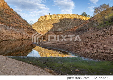 sandstone canyon of Horsetooth Reservoir in Colorado in fall scenery sandstone canyon of Horsetooth Reservoir in Colorado in fall scenery 121458349