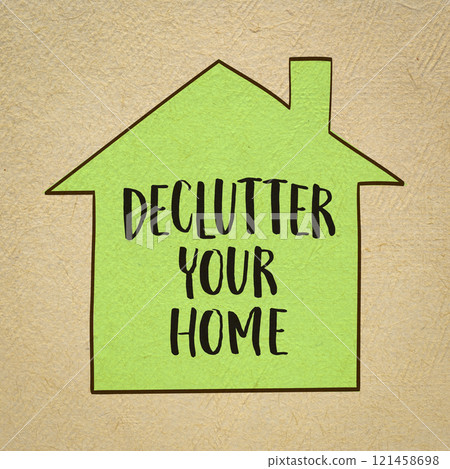 declutter your home motivational reminder, sketch, simplicity and minimalism concept declutter your home motivational reminder, sketch, simplicity and minimalism concept 121458698