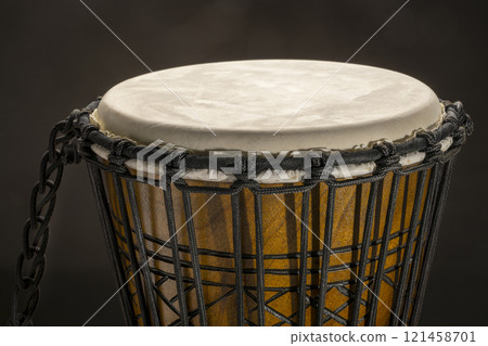 detail of traditional African djembe hand drum detail of traditional African djembe hand drum 121458701