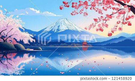 Mount Fuji illustration background material 121458920