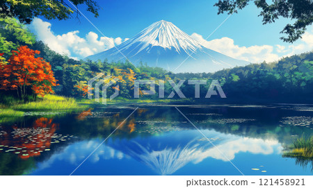 Mount Fuji illustration background material 121458921