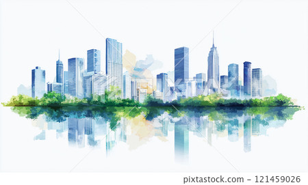 Cityscape illustration background material 121459026