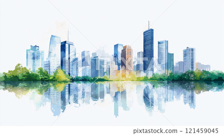 城市景觀插畫背景素材 城市景觀插畫背景素材 121459045