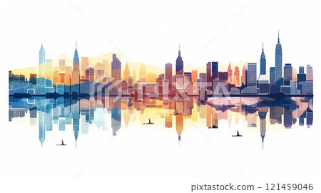 城市景觀插畫背景素材 121459046