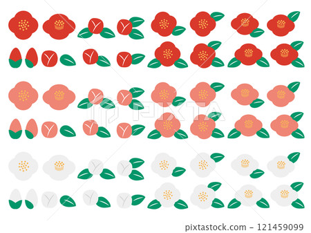 Set of cute camellia illustrations Set of cute camellia illustrations 121459099