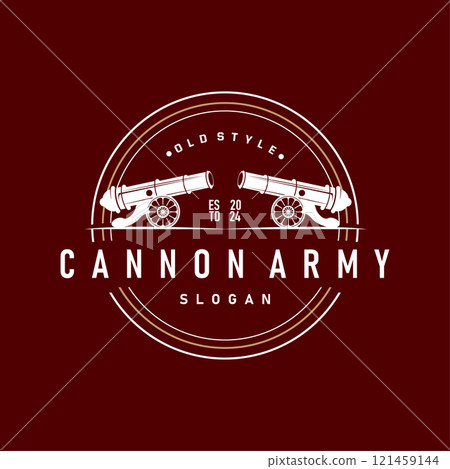 simple military cannon logo design army weapon template illustration symbol 121459144