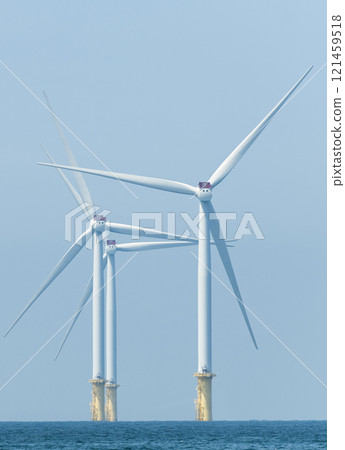 View of the Offshore wind power systems off the western coast of Taiwan. 121459518