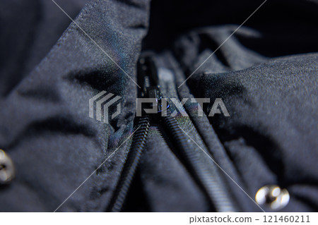 Zipper on black down jacket 121460211