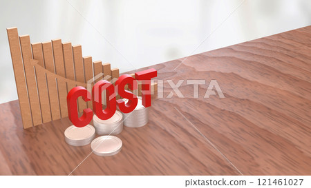 The Red cost text and gold coins for business concept 3d rendering. The Red cost text and gold coins for business concept 3d rendering. 121461027