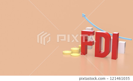 The FDI text and coins for Business concept 3d rendering. The FDI text and coins for Business concept 3d rendering. 121461035