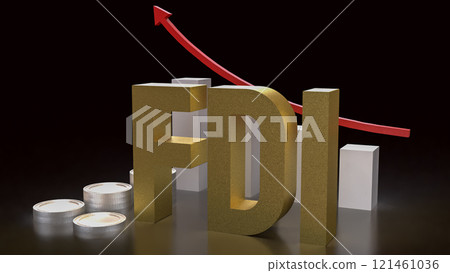 The FDI text and coins for Business concept 3d rendering. The FDI text and coins for Business concept 3d rendering. 121461036