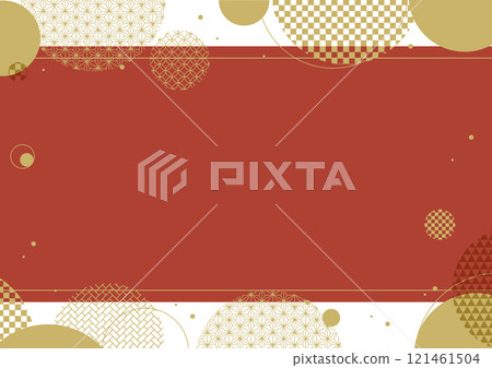Japanese style circle red graphic frame background material 121461504