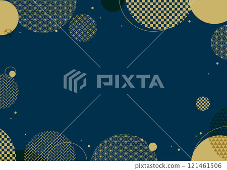 日式圓形藍色圖形框架背景素材 日式圓形藍色圖形框架背景素材 121461506