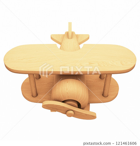 Wooden Airplane Old Vintage Toy Isolated. 3D Illustration. File with Clipping Path. Wooden Airplane Old Vintage Toy Isolated. 3D Illustration. File with Clipping Path. 121461606