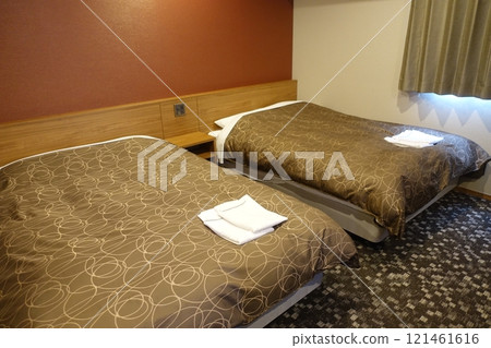 Gorgeous hotel room with twin beds Gorgeous hotel room with twin beds 121461616
