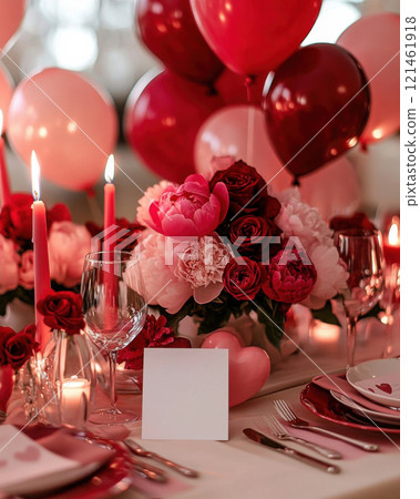 table setting for Valentines day 121461918