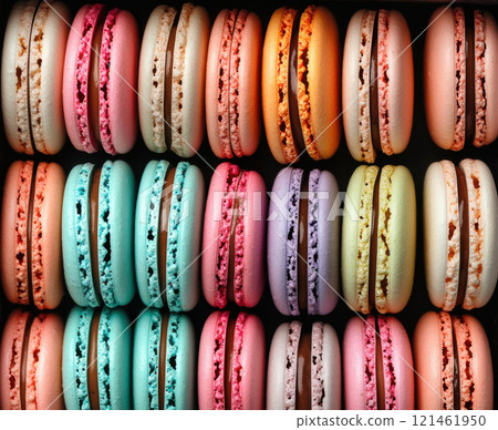 assorted colorful macarons 121461950