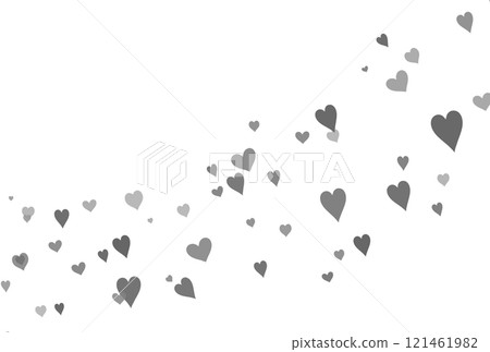 A white background with gray hearts scattered throughout 121461982