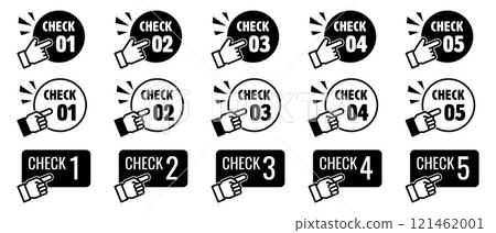 Set of check pointing icons 121462001