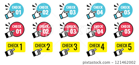 Set of check pointing icons 121462002