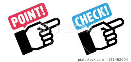 Set of pointing finger icons Point/check 121462004