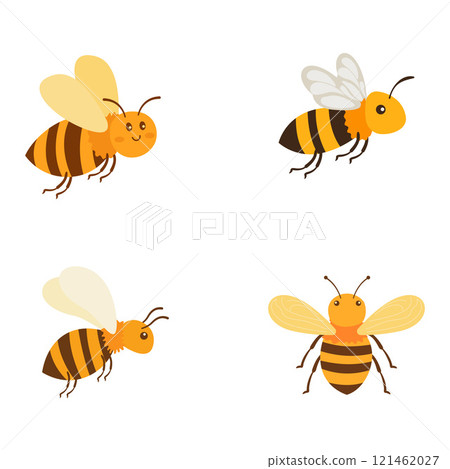 Elements Set of Cute Honeybee Bee Insect Nature Animal Flying Elements Set of Cute Honeybee Bee Insect Nature Animal Flying 121462027