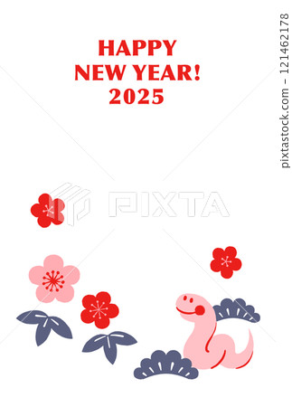 2025 Cute Snake New Year's Card Year of the Snake Happy New Year 121462178