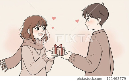 Giving chocolate on Valentine's Day 121462779